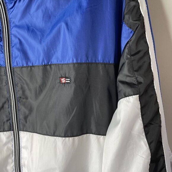 SOUTHPOLE Jacket Mens XXL Full Zip Windbreaker Y2K Blue Black White Stripe - Picture 7 of 16
